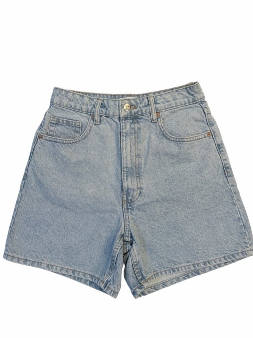 Blue High-Rise Denim Shorts